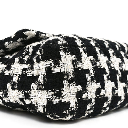 Tweed Quilted Large Chanel 19 Flap Black Ecru White