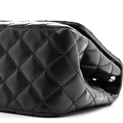 Lambskin Surpique Chevron Medium Single Flap Black