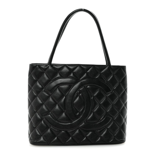 Caviar Quilted Medallion Tote Black