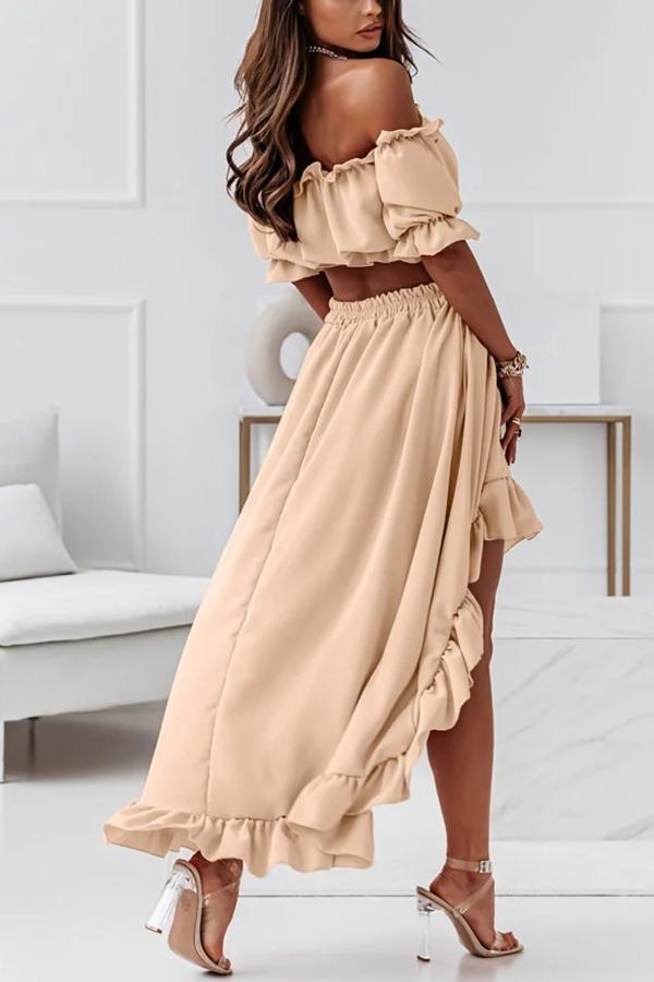 Traje de vestir midi con hombros descubiertos