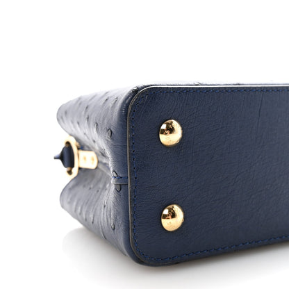 Ostrich Capucines Mini Indigo