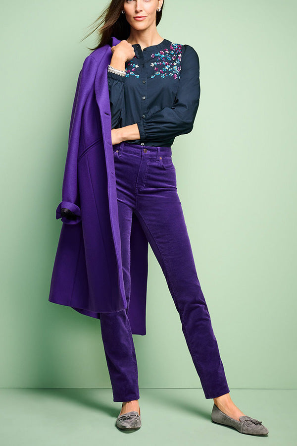 PANTALONES DE PANA ELÁSTICA CON PIERNA RECTA