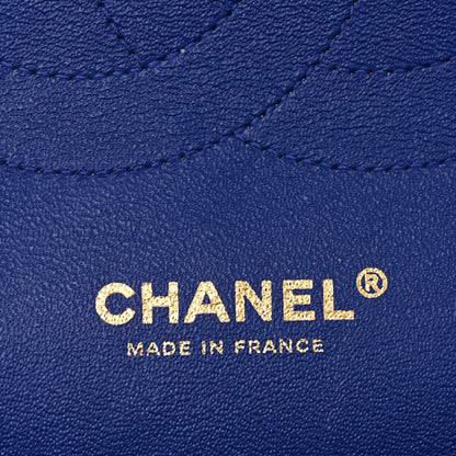 Lambskin Quilted Jumbo Double Flap Dark Blue