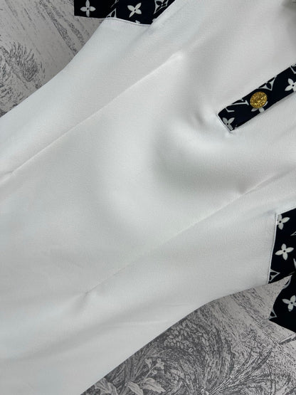 LV Classic L's Money Letter Print White Black Polyester