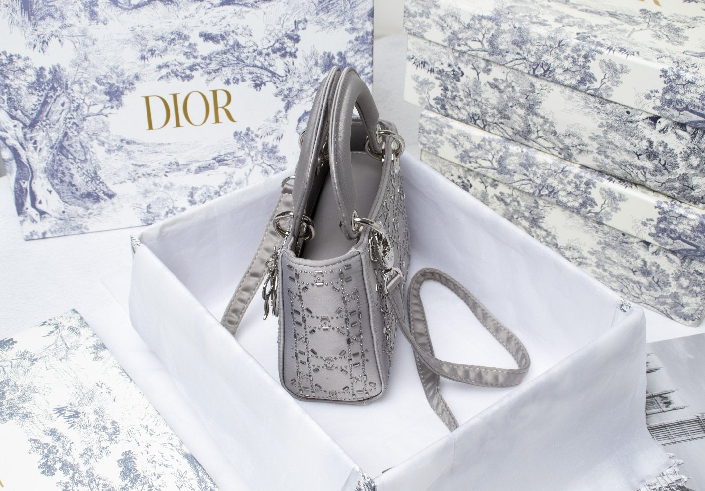 Lady Dior Embellished Cannage Satin Mini
