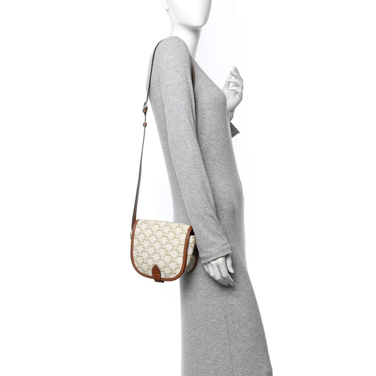 Triomphe Canvas Medium Folco Bag White