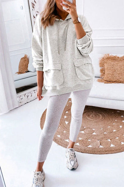 Sudadera con capucha, manga larga, bolsillo y cordón ajustable