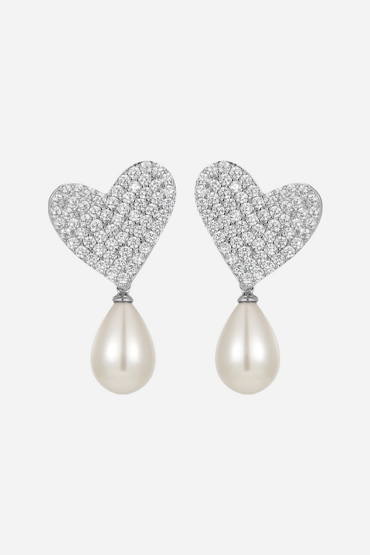 Pendientes de perla y diamantes Hilary Heart 