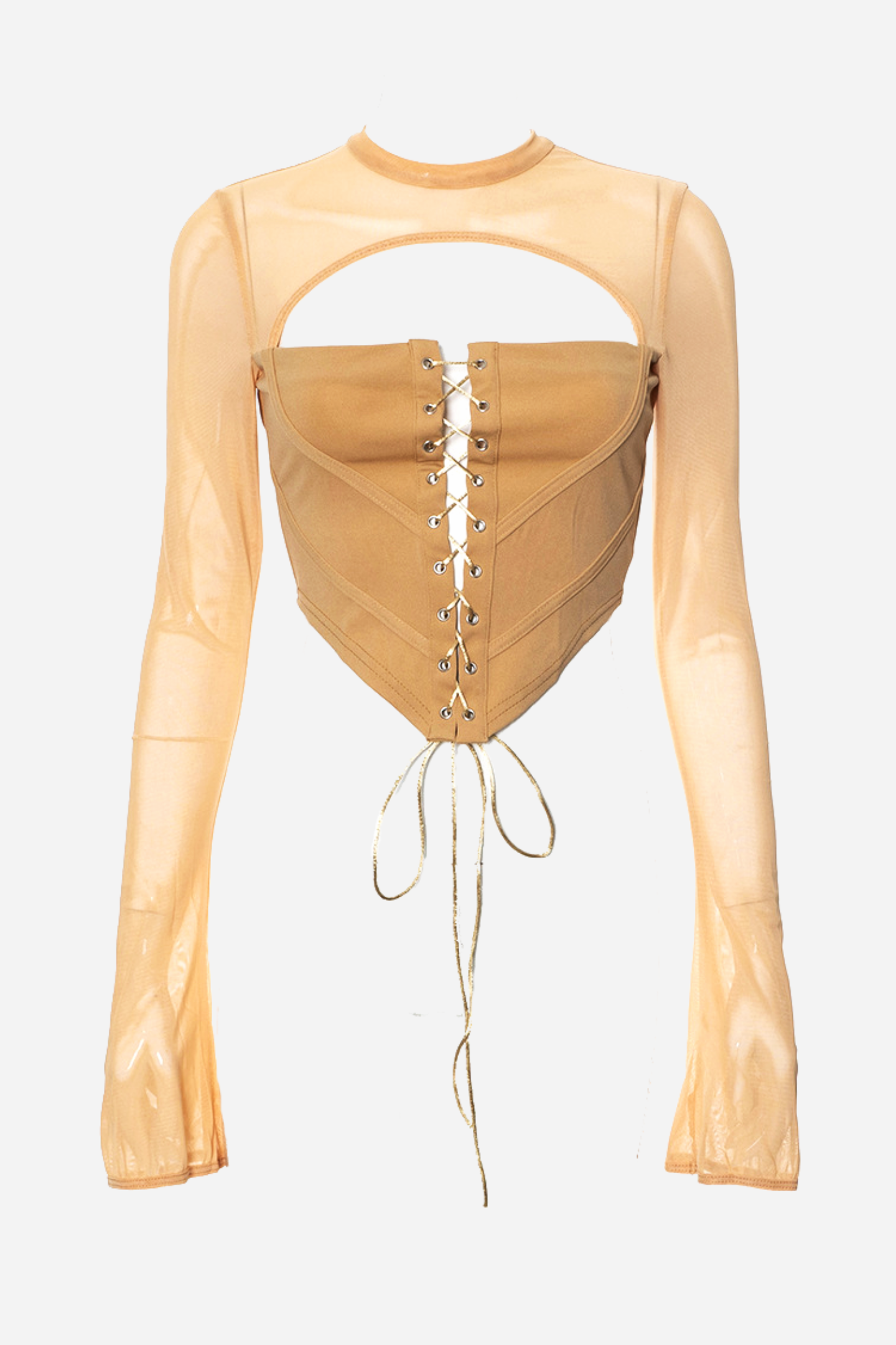 Blusa con corsé, encaje y aberturas Rita 