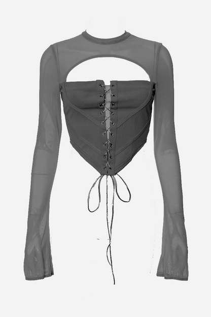 Blusa con corsé, encaje y aberturas Rita 