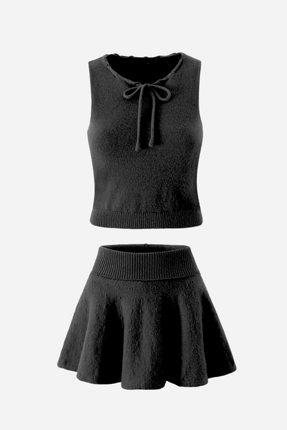 Conjunto de camiseta de tirantes y minifalda de punto Federica 