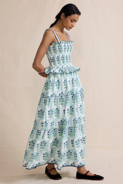 Vestido largo de tirantes con estampado floral Damla 