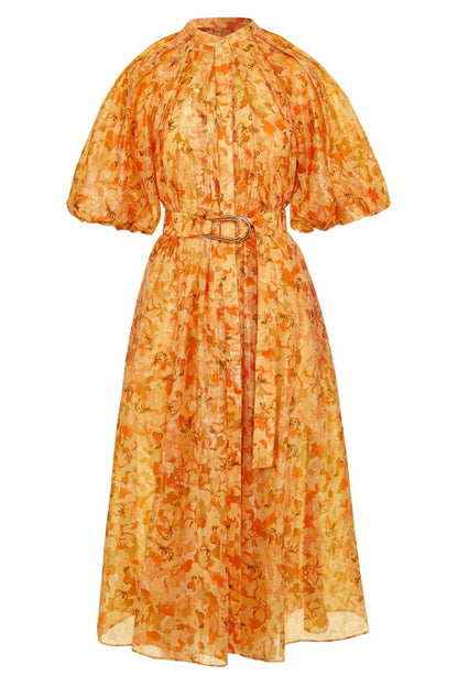 Vestido midi con cinturón y estampado Daphne 