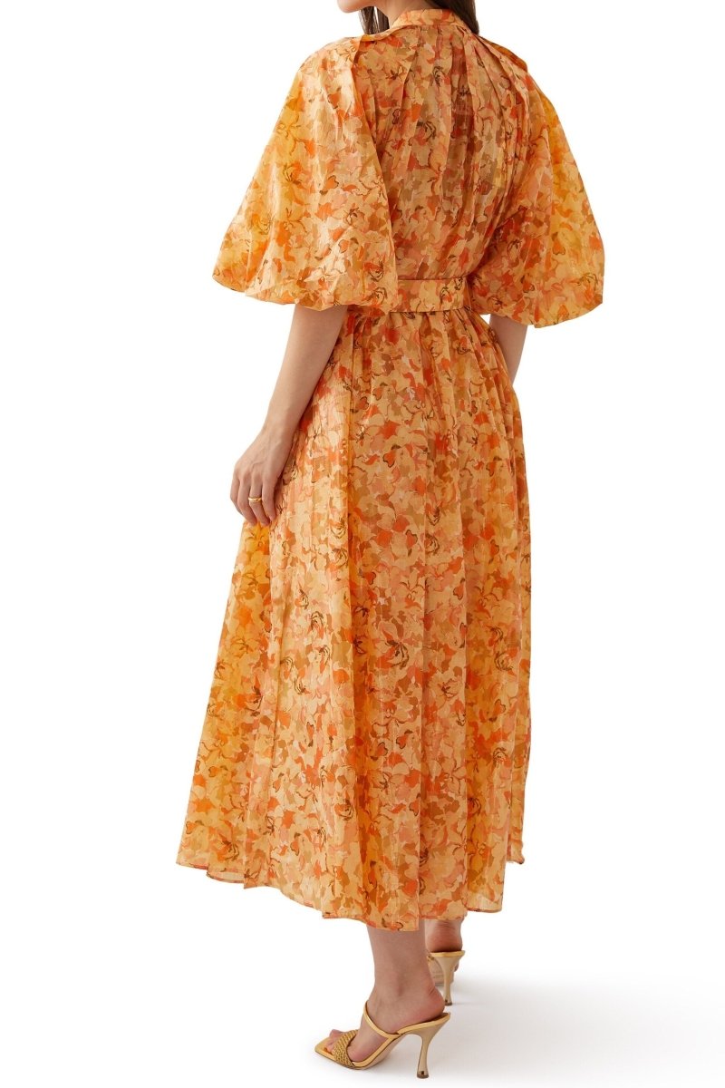 Vestido midi con cinturón y estampado Daphne 