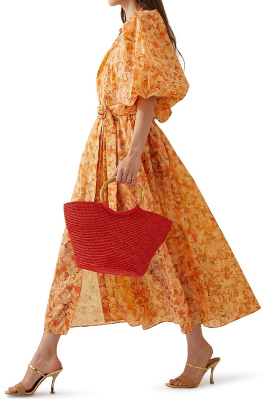 Vestido midi con cinturón y estampado Daphne 