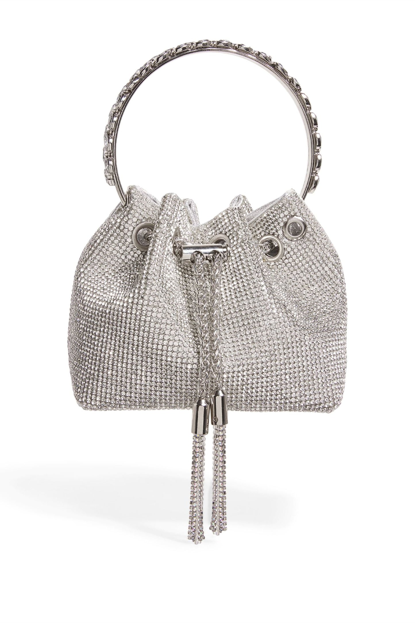 Bolso tipo cubo adornado con cristales 