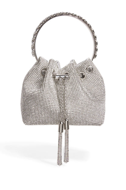 Bolso tipo cubo adornado con cristales 