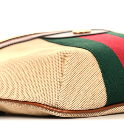 Vintage Canvas Web Belt Bag Sand Cuir