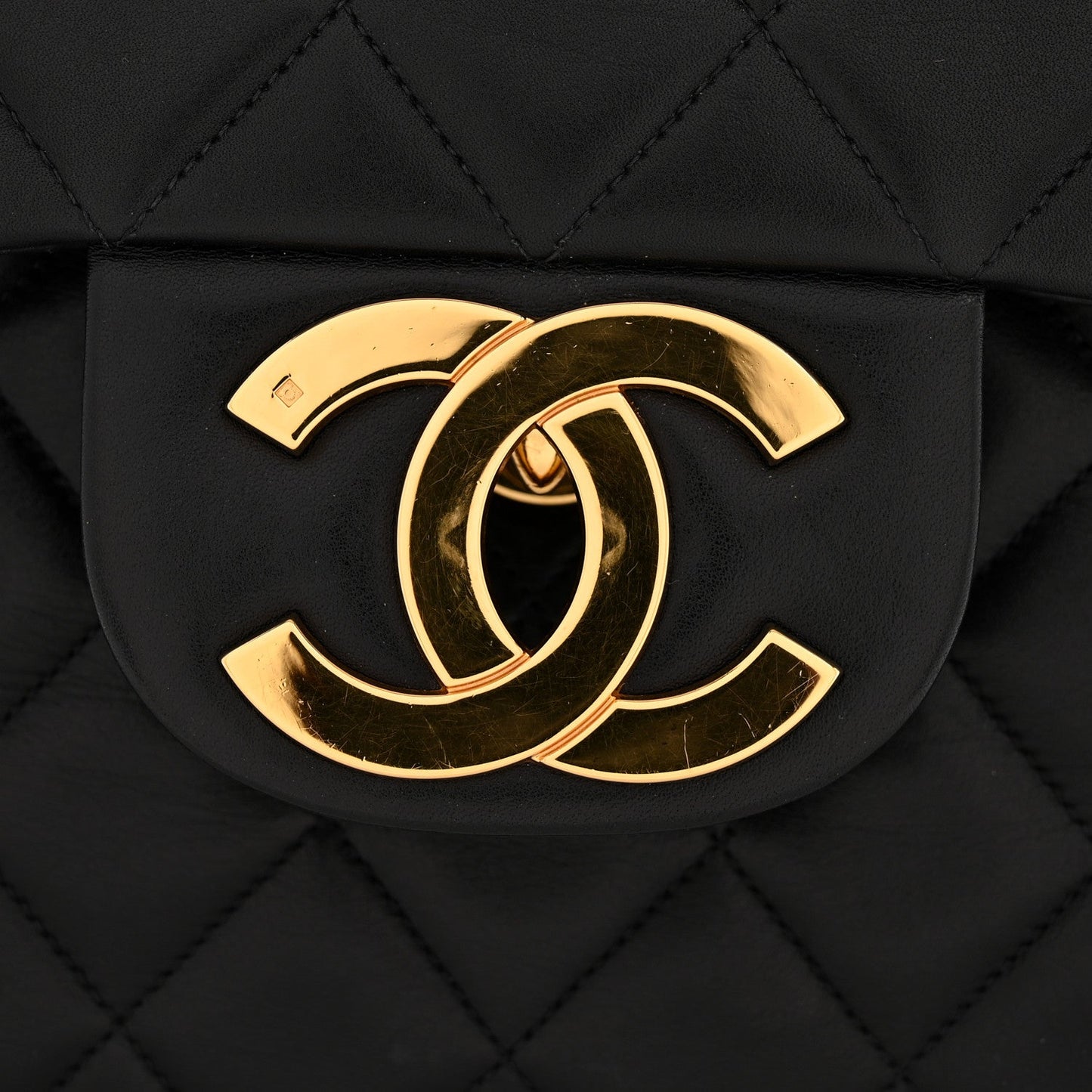 Lambskin Quilted XL Jumbo Single Flap Black