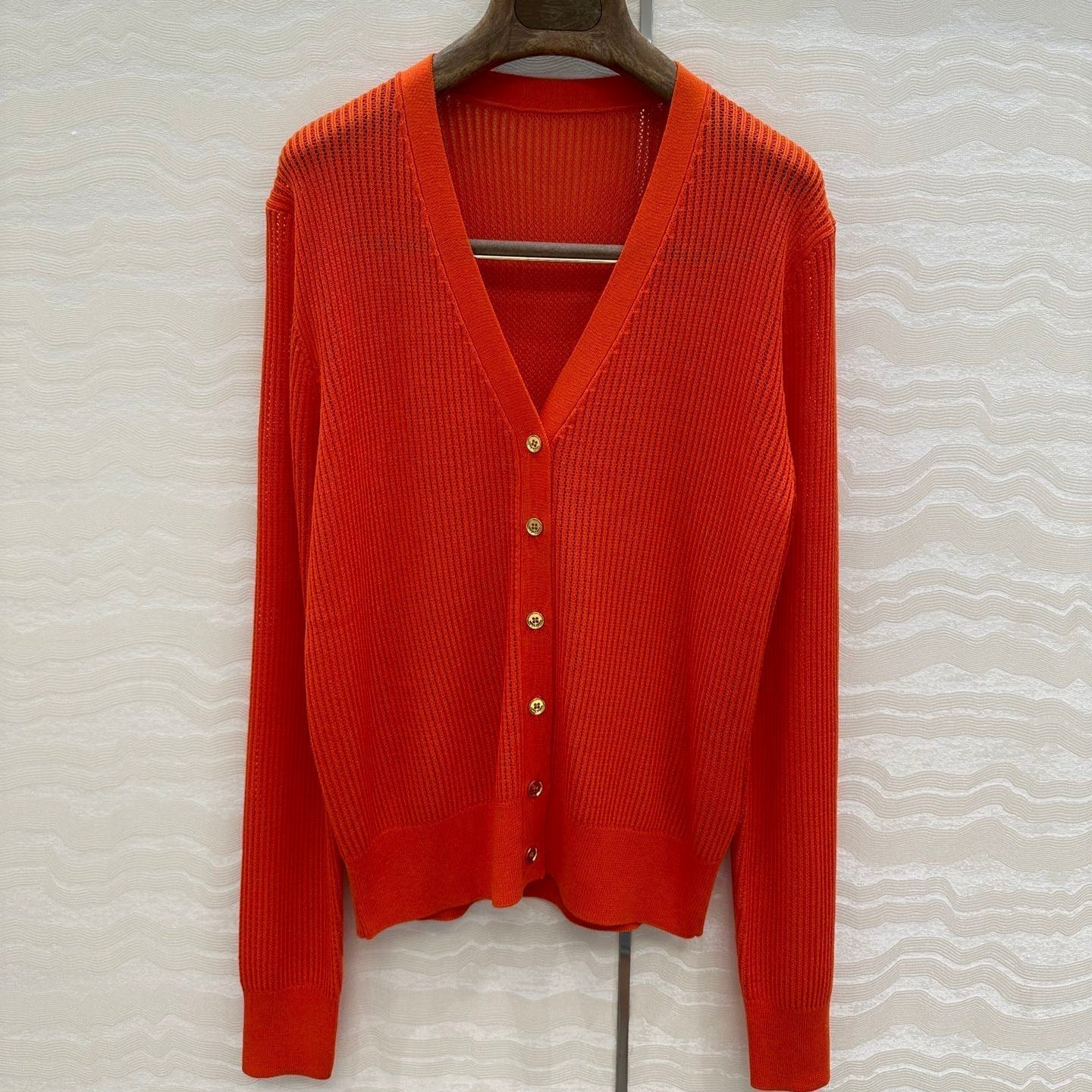 LP 25 V-neck Cardigan Burnt Orange Cotton 265179