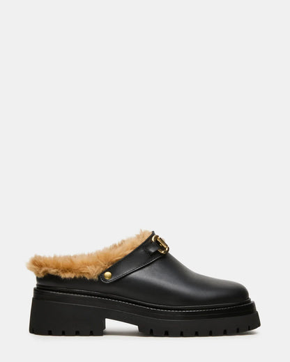 Erba Faux Fur Black Leather