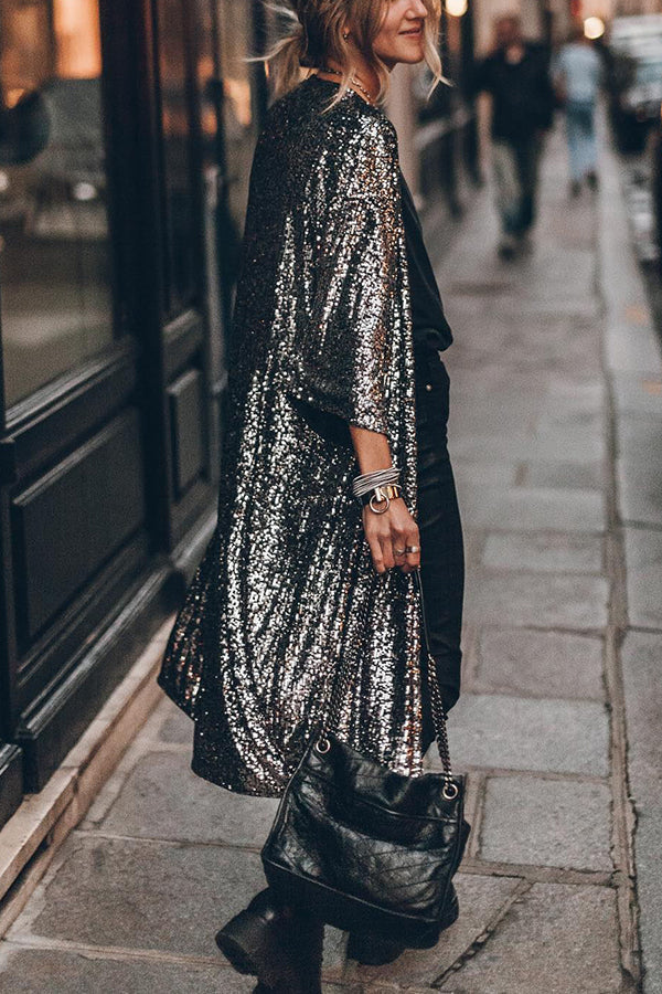 Kimono con mangas acampanadas y lentejuelas Disco Glamour 