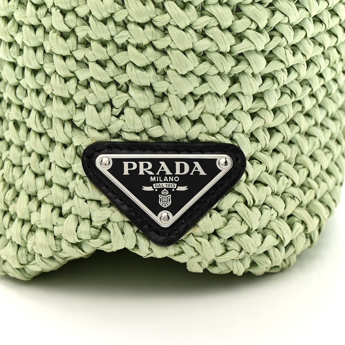 Yarn Raffia Effect Crochet Small Logo Tote Acqua