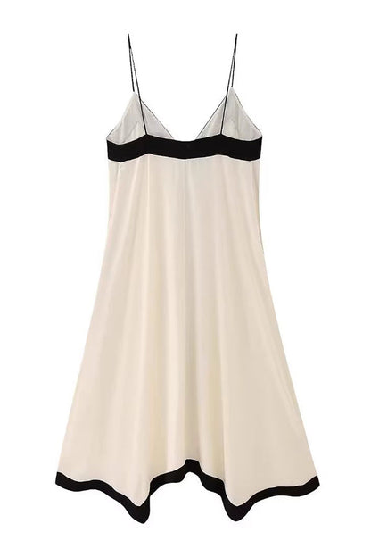 Vestido lencero con bloques de dos colores