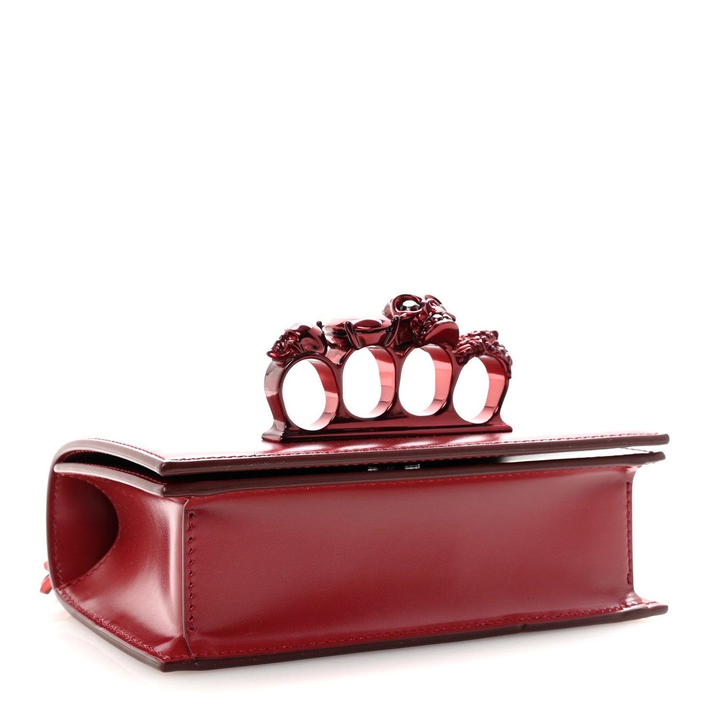 Calfskin Mini Jeweled Knuckle Satchel Red