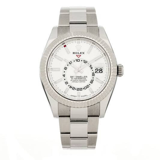 18K White Gold Stainless Steel 42mm Oyster Perpetual Sky-Dweller Watch White 336934