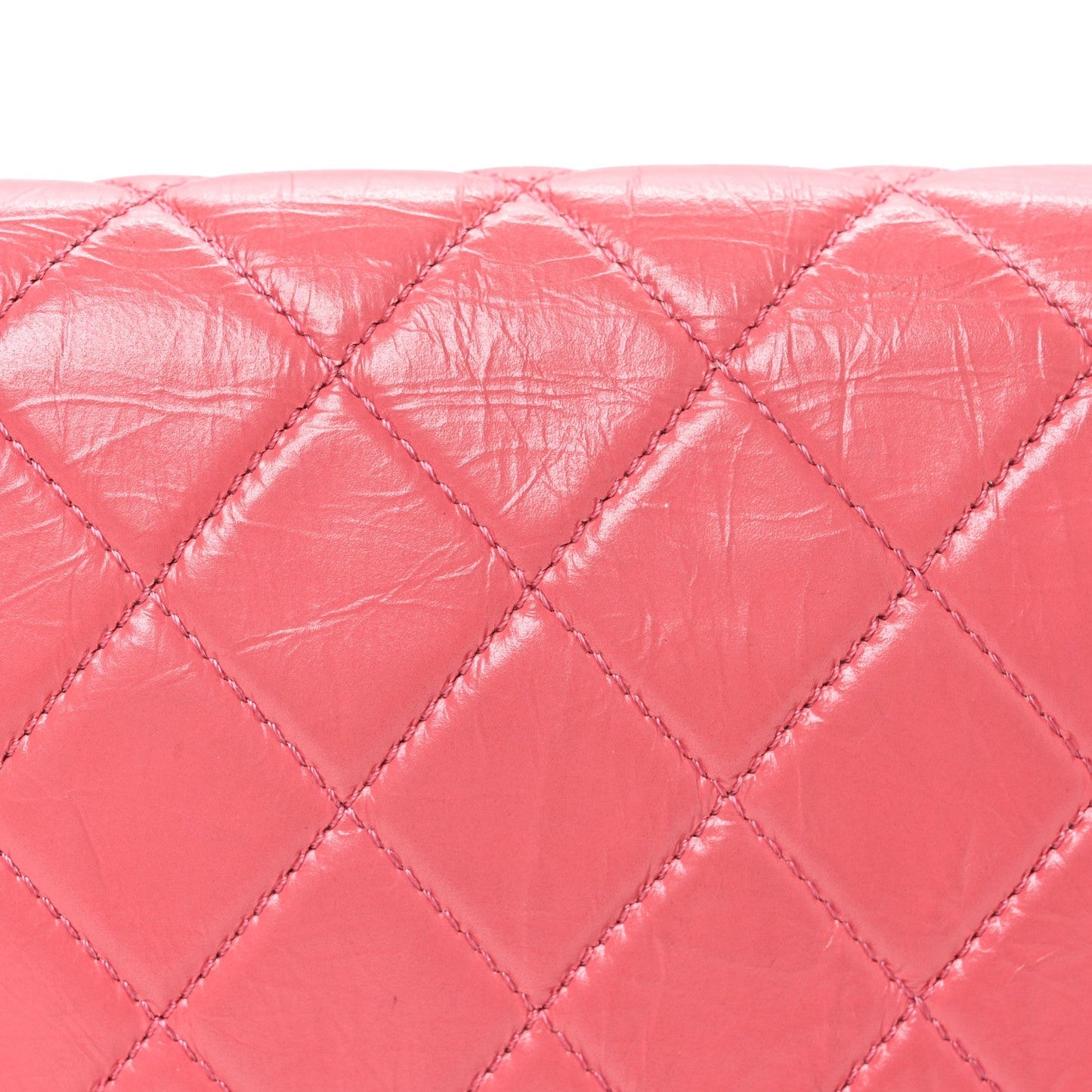 Crumpled Calfskin Quilted Bi Vintage Small Single Flap Pink