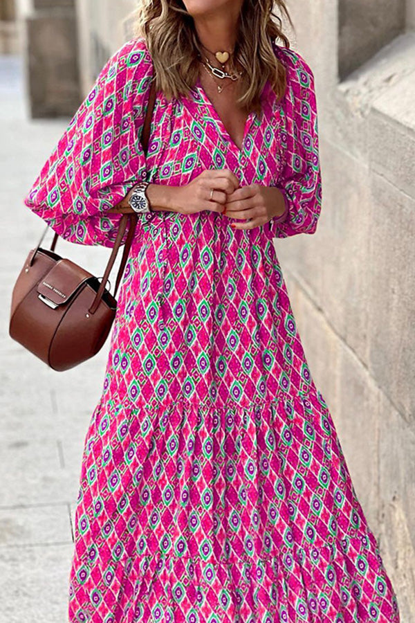 Vestido bohemio midi de manga corta