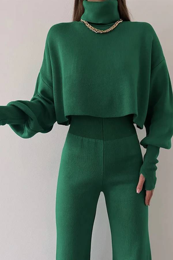 Conjunto informal de dos piezas de top y pantalón de manga larga holgado