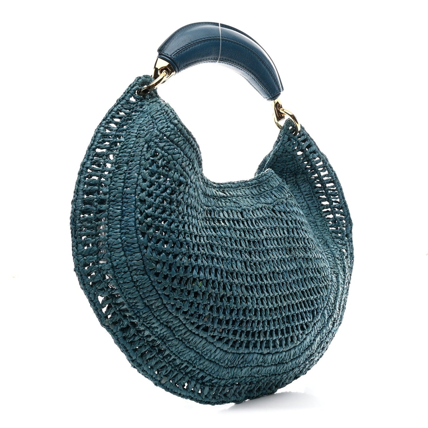 Raffia Calfskin Summer Banana Hobo Stormy Sea