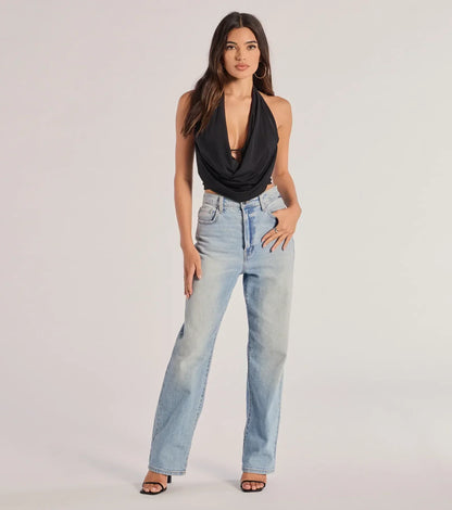 Take The Plunge Sleeveless Halter Crop Top