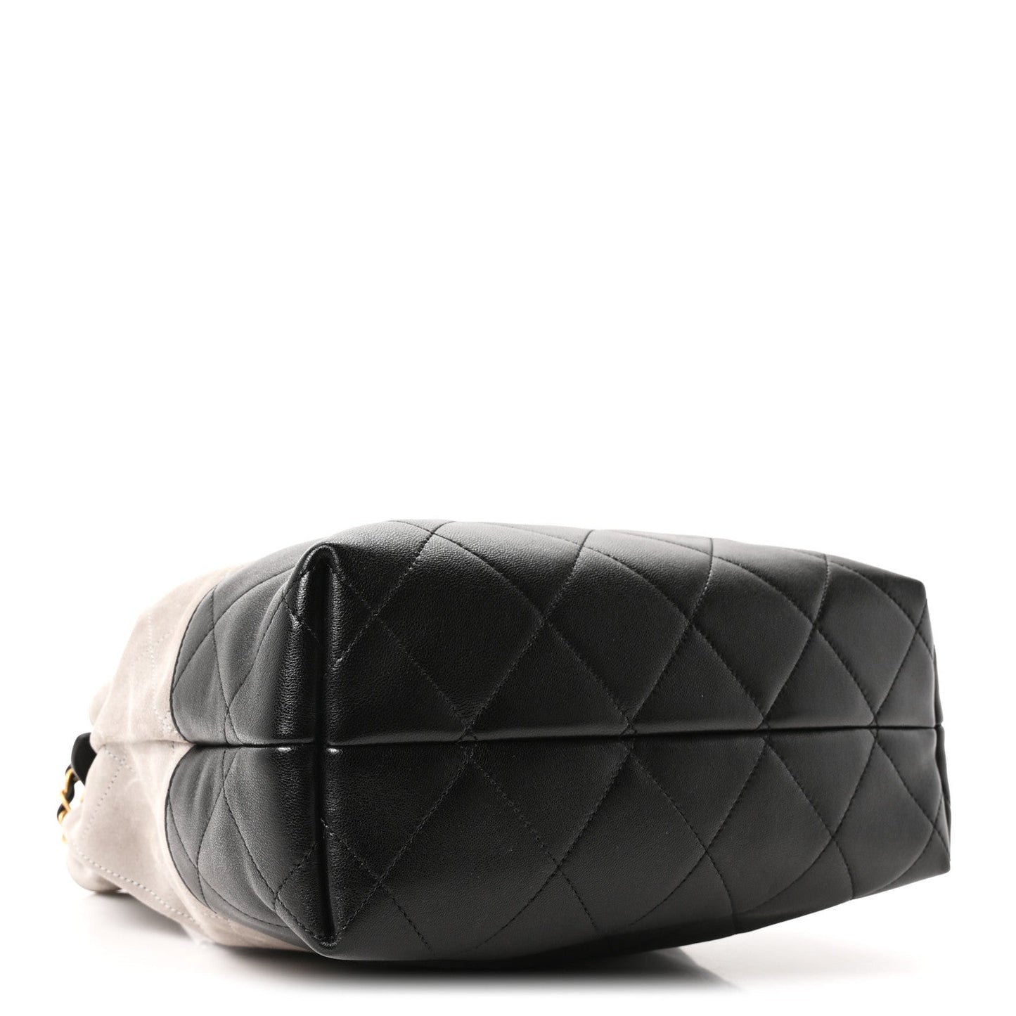 Suede Calfskin Shiny Lambskin Quilted Shopping Bag Grey Black