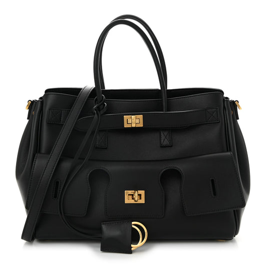 Smooth Calfskin Small Bel Air Carry All Bag Black