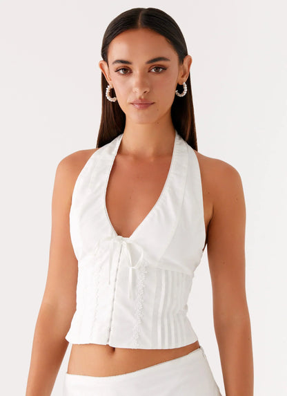 Mavis Halter Top - White