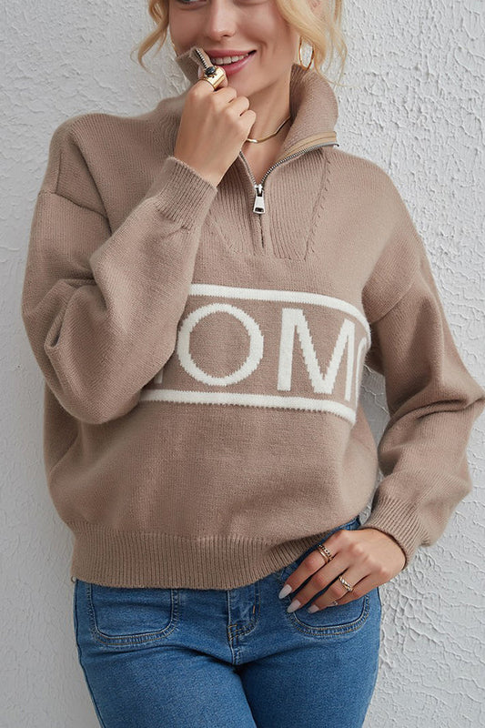 Suéter de punto con letras de diseño para mujer
