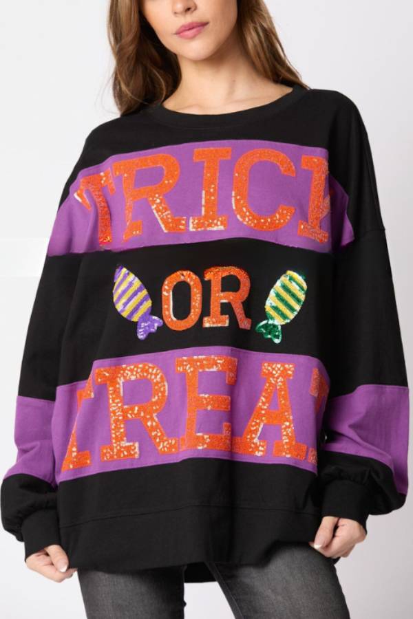 Sudadera informal con lentejuelas y letras de Halloween 