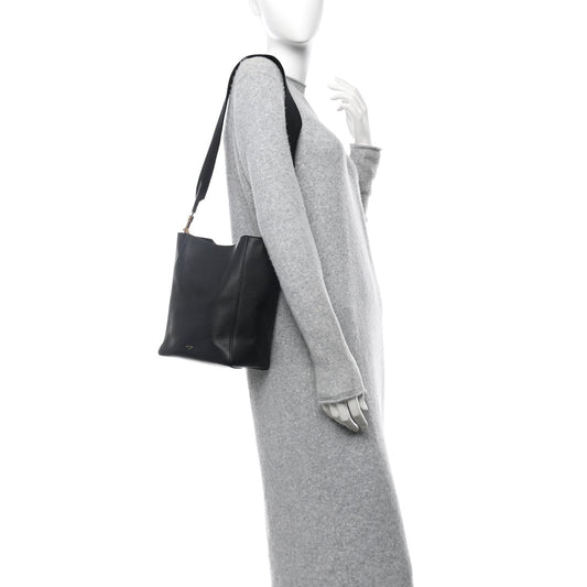 Soft Grained Calfskin Small Sangle Bucket Bag Black
