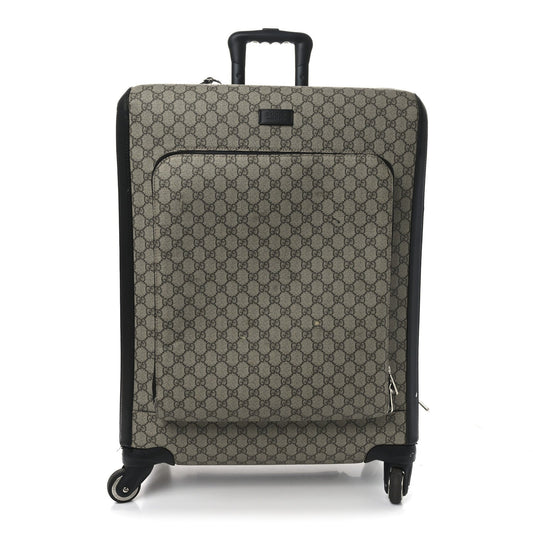 GG Supreme Monogram Four Wheel Suitcase Black