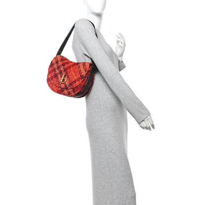 Tweed Check Medium Rocking Horse Crossbody Red Black