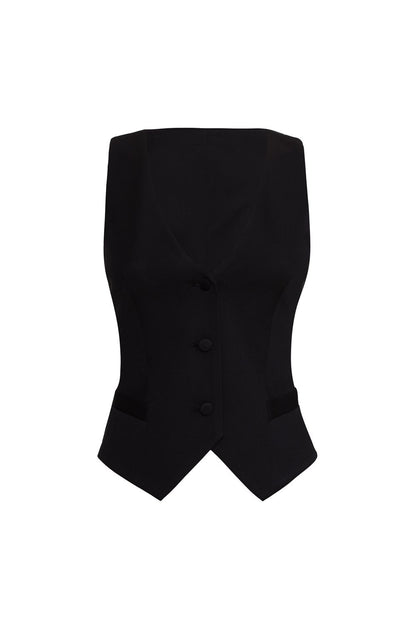 Conjunto de minifalda plisada con cuello en V de Belinda 
