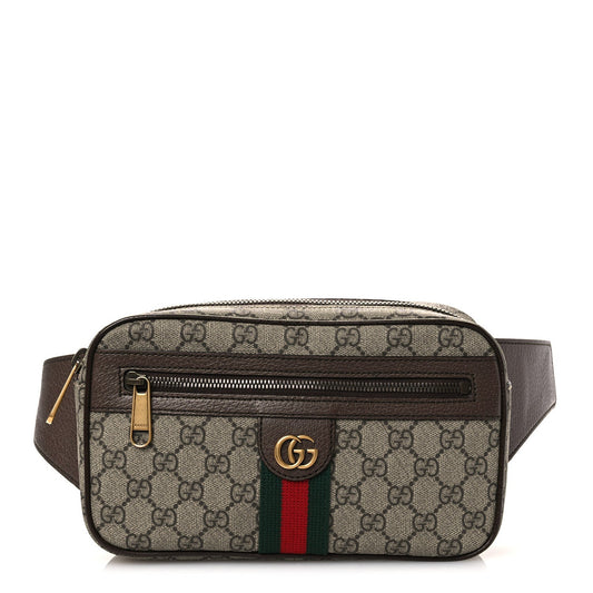 Soft GG Supreme Monogram Medium Ophidia Belt Bag Dark Brown