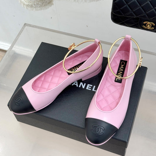 CC 26C Ribbon Double C Camellia Mary Jane Pink Black Lambskin