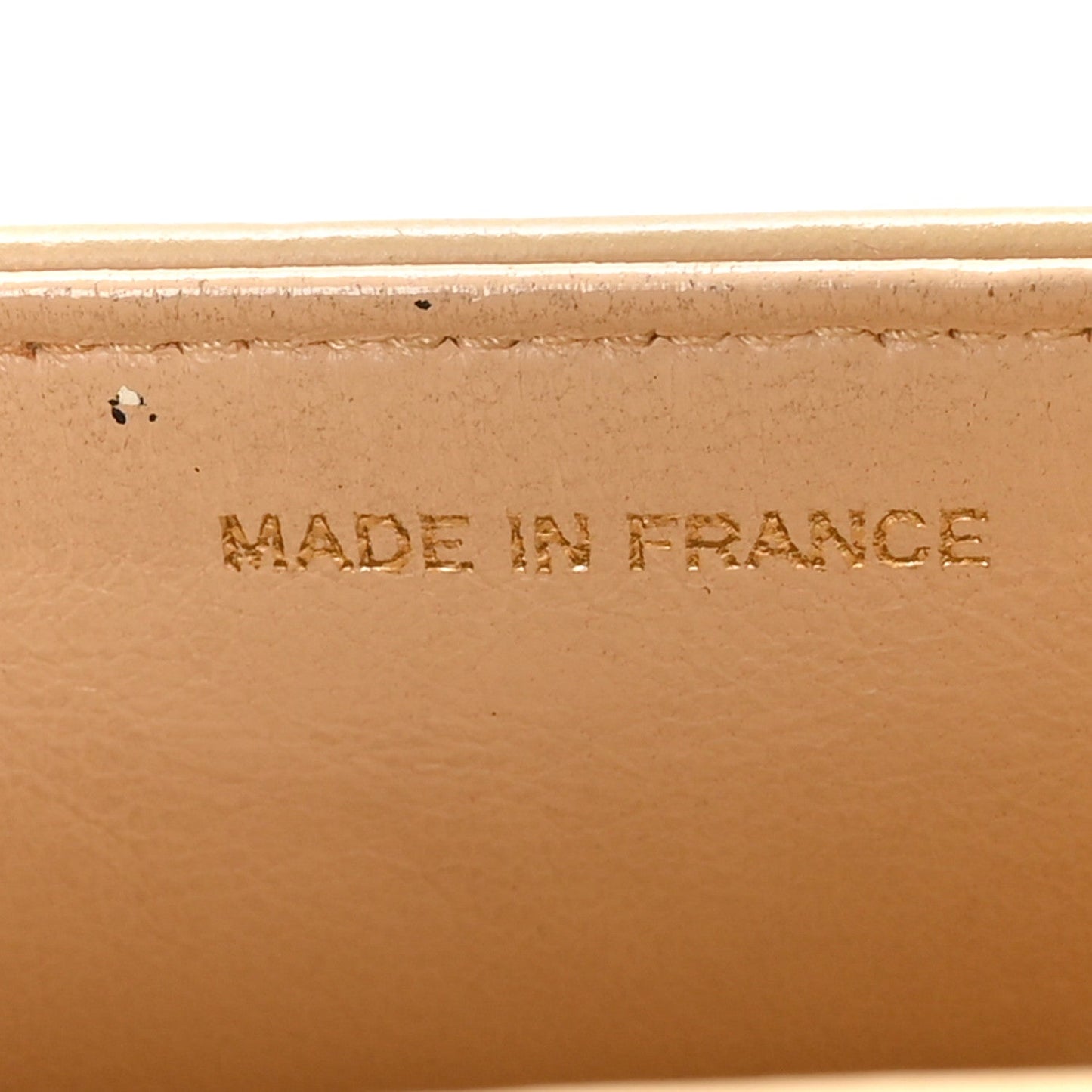 Lambskin Ribbon Stitched Flap Beige