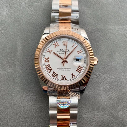 DATEJUST II GOLD STEEL WHITE DIAL ARABIC NUMERALS OYSTER BRACELET
