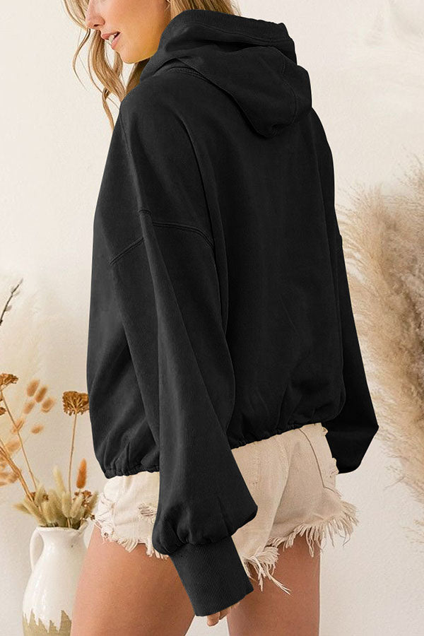 Sudadera con capucha de manga larga con cremallera y cordón ajustable