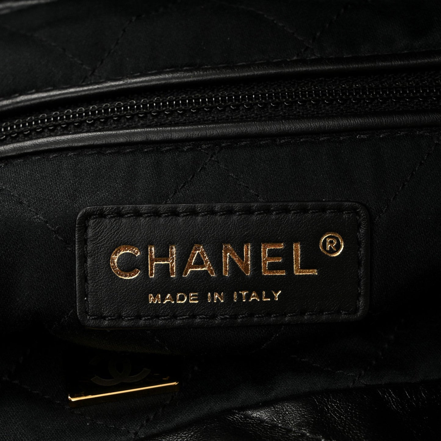 Shiny Calfskin Quilted Small Chanel 22 Black
